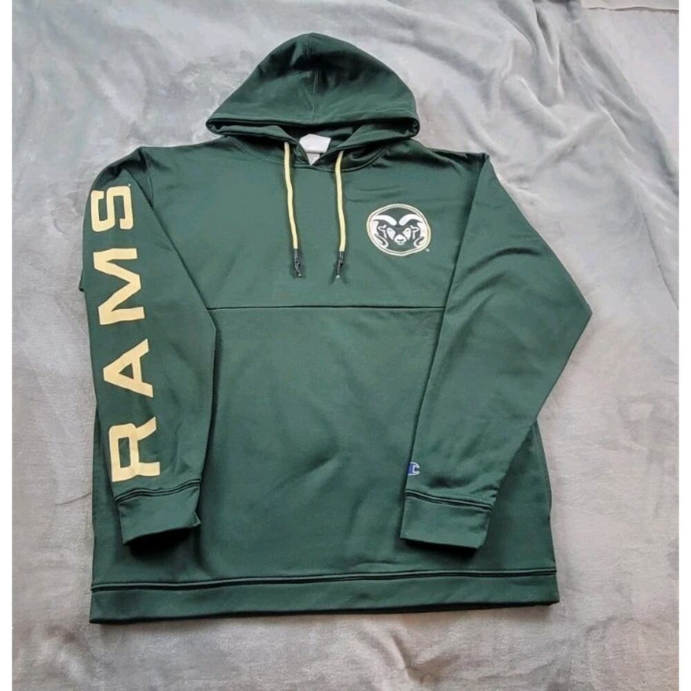 Colorado State Rams Hoodie Green mens large Sweatshirt embroidered logo Champion